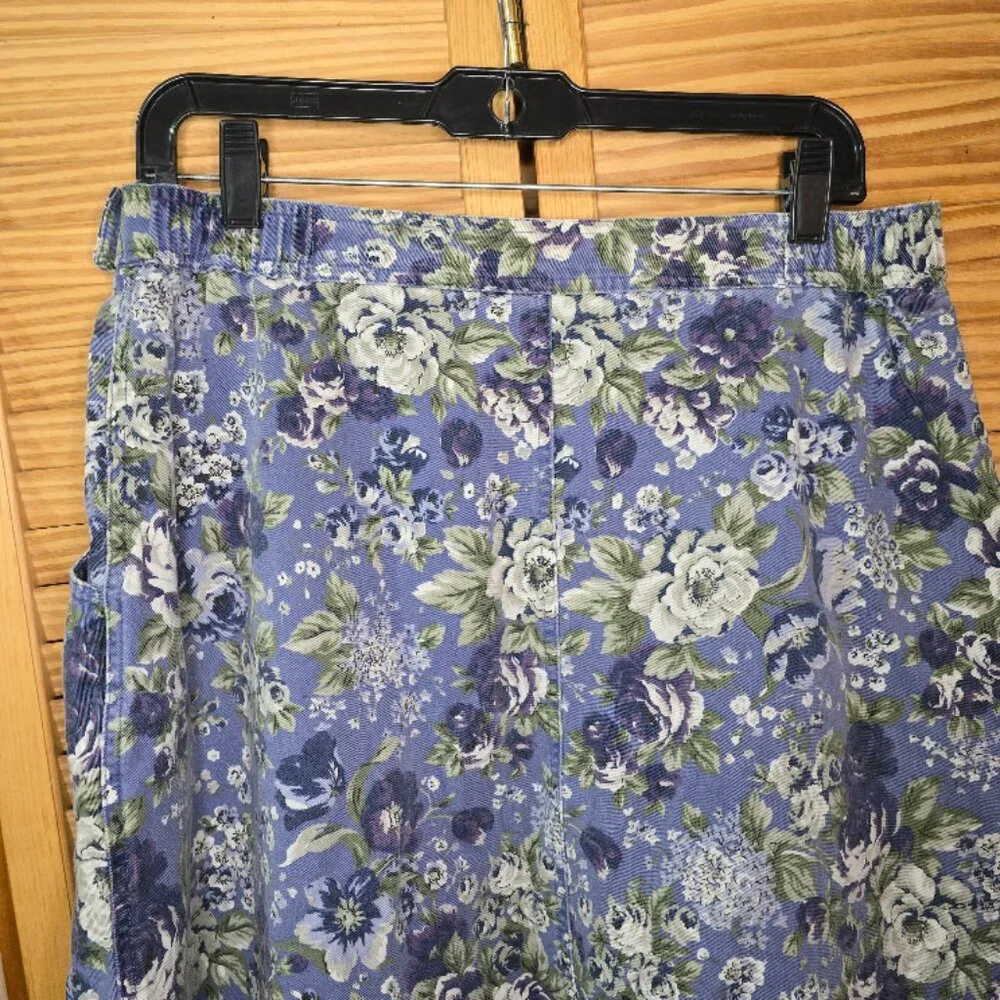 Hunt Club Vintage Denim Midi Floral Skirt, Size 16